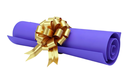 Purple rolled certificate with gold ribbon bow