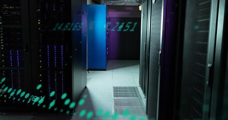 Animation of financial data processing over computer servers - Powered by Adobe