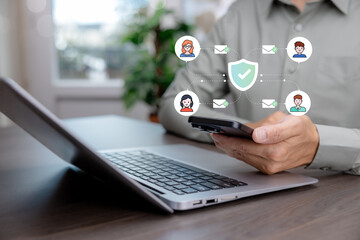 Digital trust network with secure communication and user verification. Privacy protection, identity management, and compliance workflow supporting enterprise security and data governance.