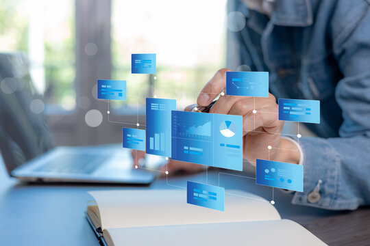 Digital business analytics with data visualization and documentation workflow. Insight generation, performance analysis, and information management supporting strategic decision making and enterprise  - Powered by Adobe