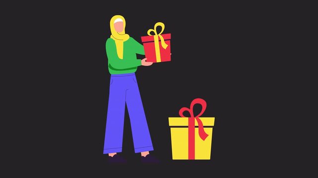 Eid gift 2D Animation Alpha Channel 