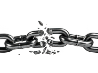 A chain broken into freedom, symbolizing liberation and release isolated on transparent background