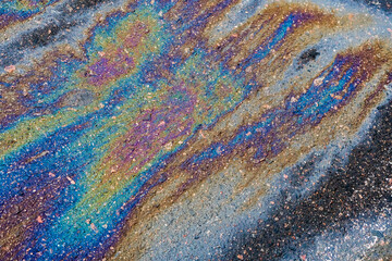 Vibrant Oil Slick on Rain-soaked Streets