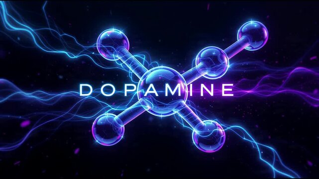Dopamine molecule illustration, representing the chemistry of happiness and pleasure