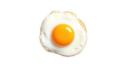 Isolated, freshly cooked egg with a sunny-side-up presentation against a black background