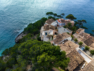 Aerial view, Spain, Balearic Islands, Mallorca, Capdepera, Cuevas de Arta and Platja de Canyamel