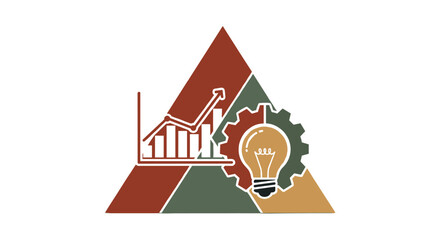 A compelling visual representation illustrating the essential elements of successful business strategy, including data analysis, innovation, and growth, presented as a triangular infographic on a