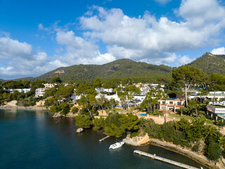 Aerial view, Spain, Balearic Islands, Mallorca, Capdepera, Cuevas de Arta and Platja de Canyamel