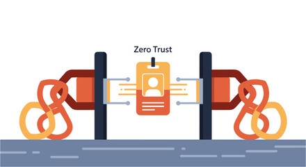 Conceptual illustration depicting the Zero Trust security model, emphasizing robust authentication and authorization for digital access.