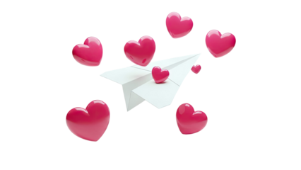 Paper Airplane Carrying Love Hearts