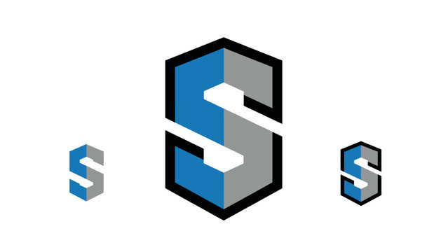 Modern geometric letter s logo design in 3d hexagon style