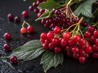 Fresh viburnum berries