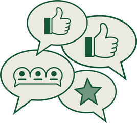 Flat community feedback icon minimal green vector illustration