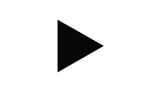 Black play button triangle icon on white background, media playback symbol, modern design element for digital interface