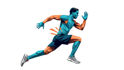 Obraz premium Dynamic geometric athlete sprinting in polygonal art style