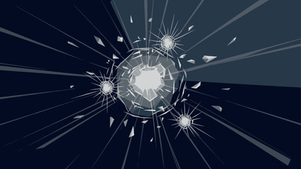 Dynamic shattered glass effect with cracked pattern on dark background