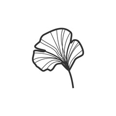 Whimsical Ginkgo Leaf and Flower Illustration: Hand-Drawn Charm
