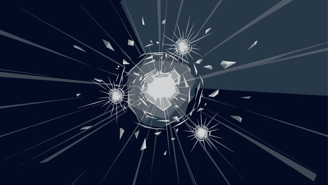 Dynamic shattered glass effect with cracked pattern on dark background