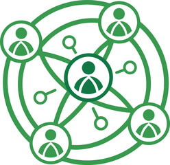 Flat social engagement network icon green flat vector illustration