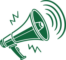 Flat social media megaphone icon green solid vector vector illustration