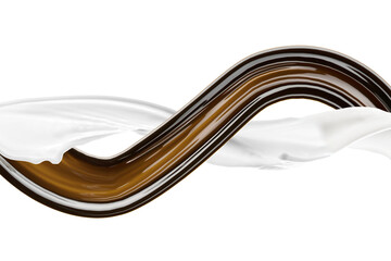Coffee and Milk Splash Twirl on White Background. Shot Beautiful Studio Lighting Using High Speed Flash Photography