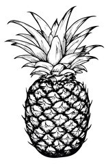 Obraz premium Hand drawn line art illustration of a pineapple depicting a tropical fruit for summer and food concepts