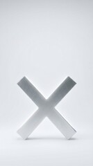 Fototapeta premium Metallic X Symbol on White Background Modern Design Minimalist 3D. Concept featuring metallic, x symbol, white background, modern design, minimalist.