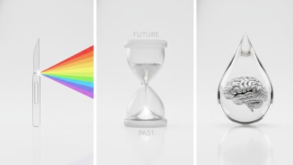 Fototapeta premium Conceptual Time and Knowledge Representation Future Past Artistic. Concept featuring conceptual, time, knowledge, future, past.