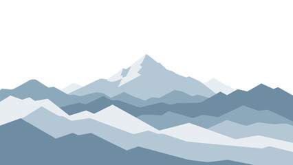 Fototapeta premium Stunning Blue Mountain Range Vector Illustration with Snow-Capped Peak and Layered Hills