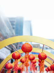 Lunar new year lantern decorated in chinatown area.