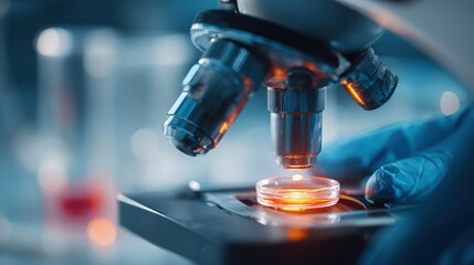 Laboratory Technician Analyzing Samples Under Microscope View