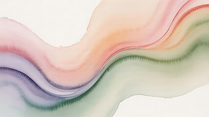 Abstract alcohol ink painting with soft pastel colors and fluid wave shapes on a white background