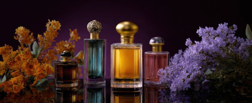 A selection of exquisite fragrance flacons showcasing vivid colors and refined craftsmanship.