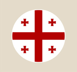 Obraz premium Flag of Georgia designed as a simple round vector icon for national identity and patriotic political representation.