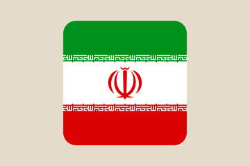 National flag of Iran as a rounded square vector icon, a symbol for patriotic and governmental representation.