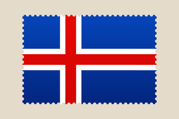Obraz premium Iceland flag vector illustration designed as a vintage postage stamp for national travel and patriotic mail correspondence.