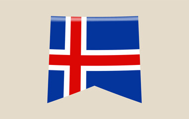 Obraz premium Glossy Iceland flag hanging as a bookmark pennant, a proud national symbol isolated for national events.