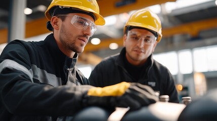 Industrial workers preparing export grade cylinders for overseas delivery, safety gear and procedures emphasizing responsibility, regulation, and energy logistics. cinematic color correction,
