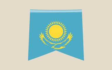 National flag of Kazakhstan designed as a hanging pennant banner for patriotic celebration, an isolated vector illustration.