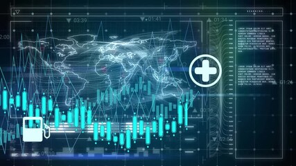 Animation of floating icons and dots forming grid pattern, programming language over digital map - Powered by Adobe