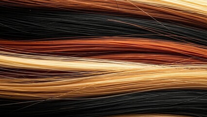 Multi-Tonal Hair Color Palette: Close-up Texture of Blonde, Red, and Black Strands