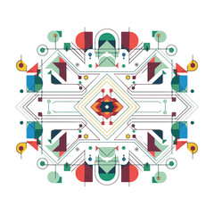 A colorful abstract geometric pattern with symmetrical shapes (1)