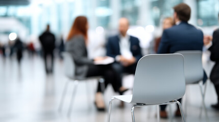 Faceless job seekers actively engaging with recruiters at bustling career fair, showcasing determination eagerness, pursuit professional opportunities, employment search