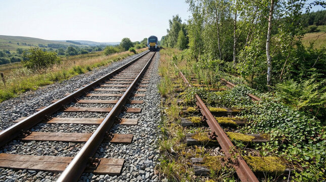 Contrasting Active and Abandoned Railway Tracks in Rural Landscape