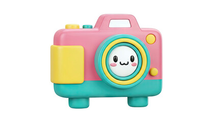 Fototapeta premium Cute 3D Kawaii Camera with a Smiling Face