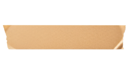 Blank tan packing tape strip mockup kraft texture horizontal layout uneven edges isolated on white background