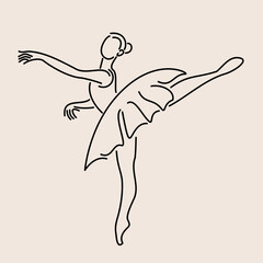 line art vector illustration of a ballet dancer or ballerina 