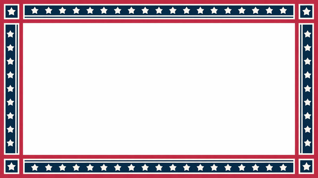 A simple and patriotic red, white, and blue border design featuring white stars on a blue stripe