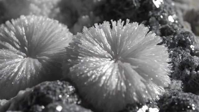 Close-Up of White Pectolite Mineral Formation
