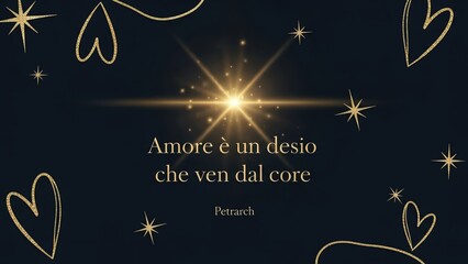 Elegant romantic illustration with abstract hearts and stars on dark blue background